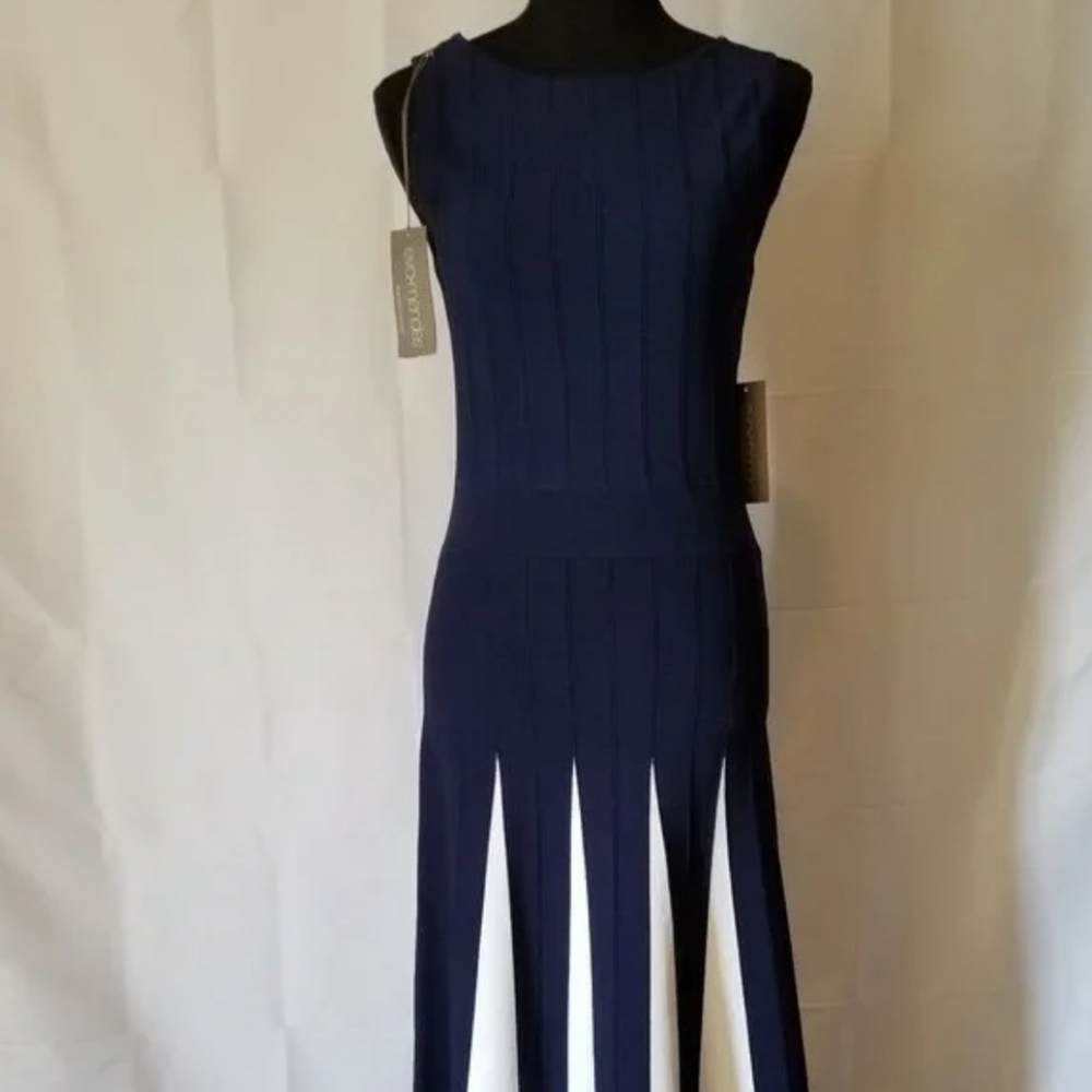 Navy and Blue Contrast Sweater Dress - Picture 6 of 7